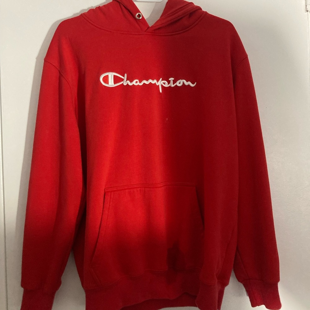 Red champion hoodie